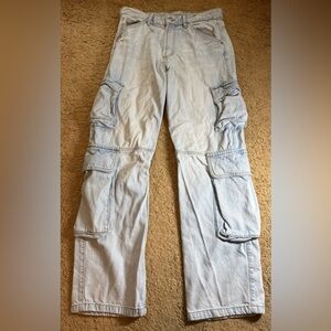 Zara Men's 31 Light Blue Relaxed Cargo Jeans